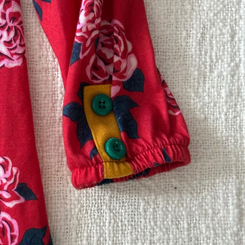Matilda Jane Girls Red Floral Rose Christmas Truck Nightgown Size 6 Long Sleeve